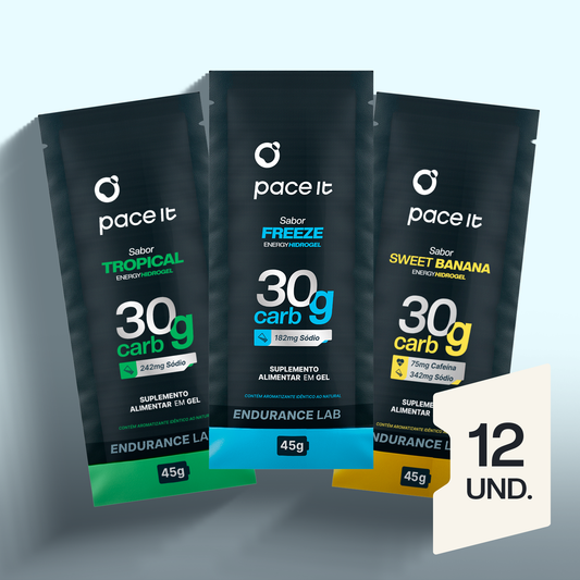 3 géis de carboidrato pace it freeze banana tropical frontal fundo azul 12 unidades