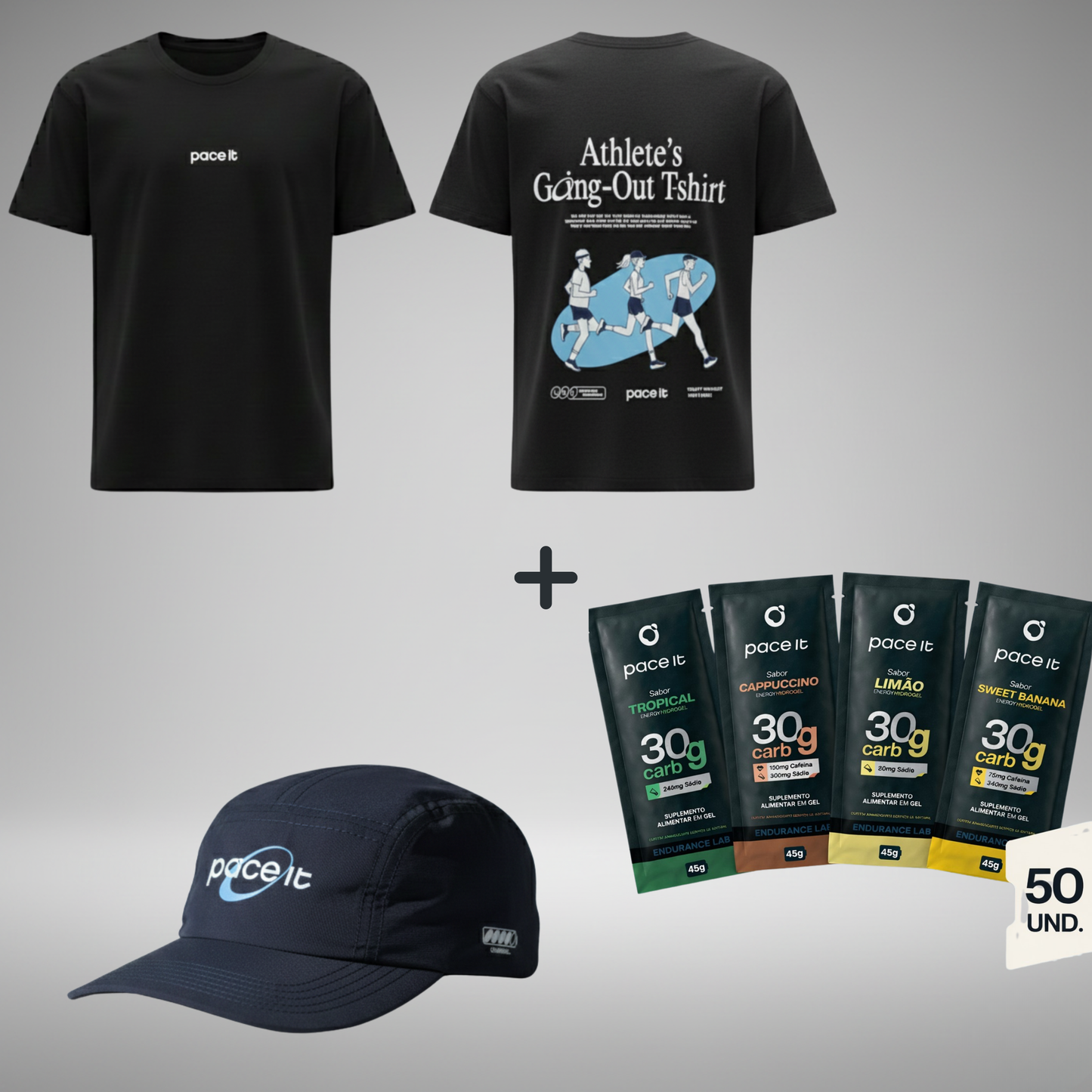 CAMISETA CASUAL + BONÉ + 50 HIDROGÉIS